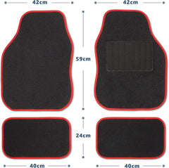 Universal Car Mats, Right Hand Drive, Welded Heel, Black Binding BLUE, RED, BLACK