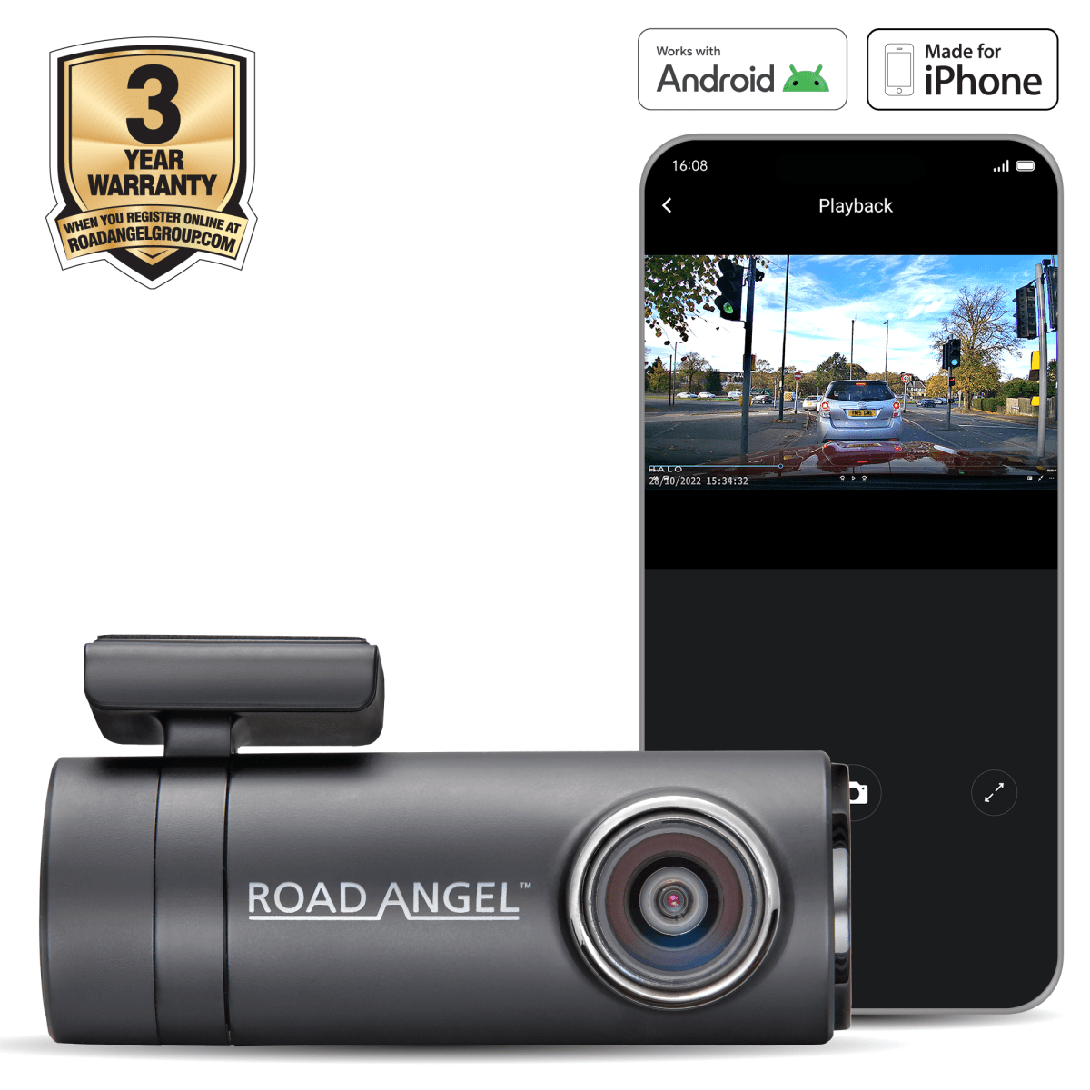 Road Angel Halo Drive 1440p QHD Dash Cam - Green Flag Shop