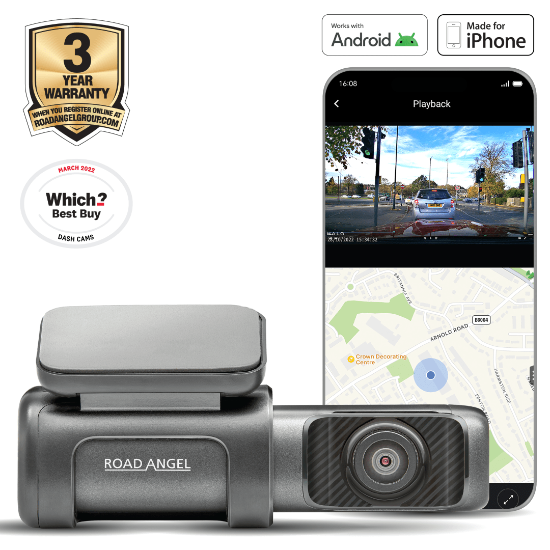 Road Angel Halo Ultra 4K Dash Cam - Which Best Buy! with Parking Mode & Internal 64GB SSD Memory - Green Flag Shop