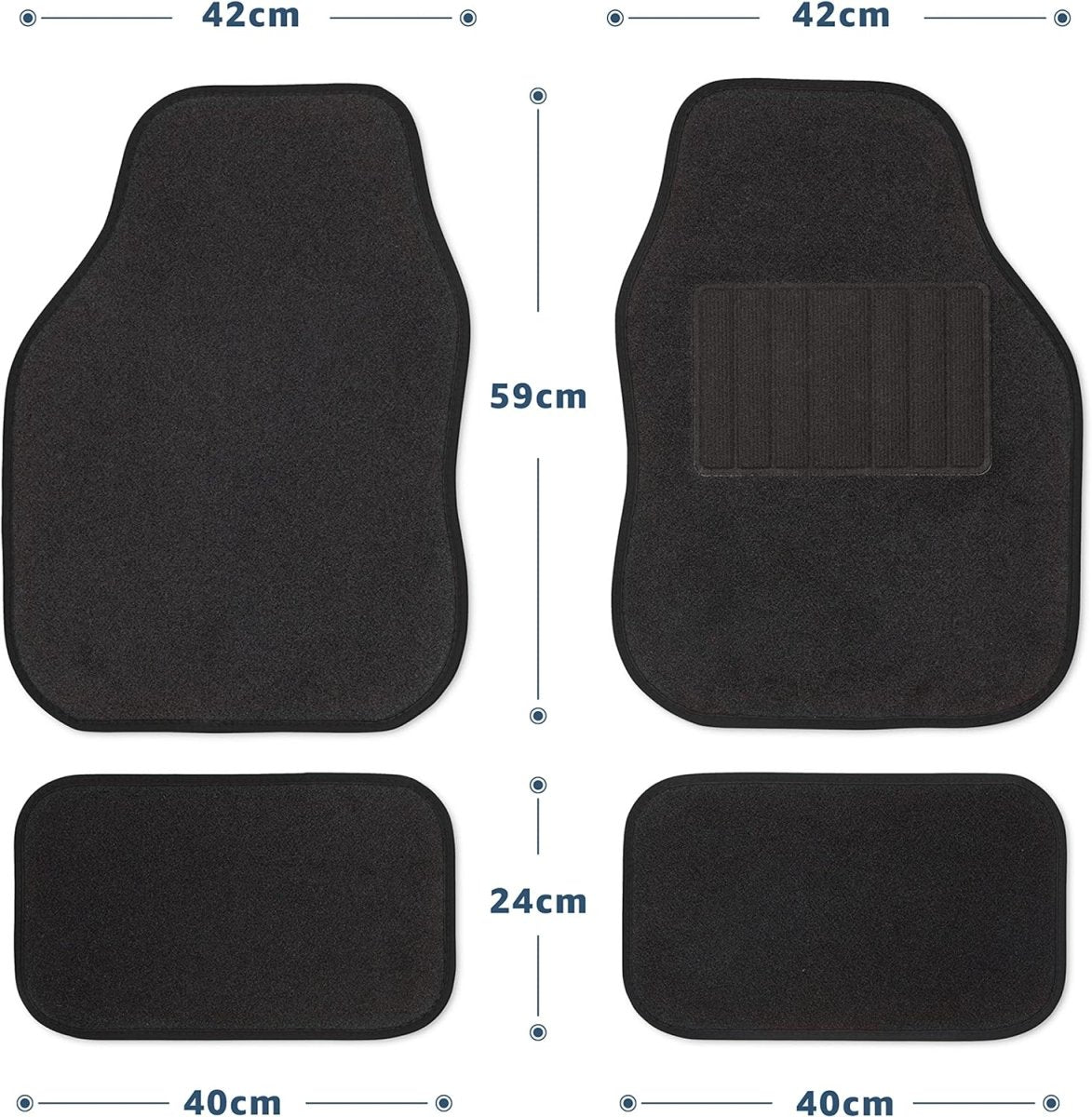 Universal Car Mats, Right Hand Drive, Welded Heel, Black Binding BLUE, RED, BLACK - Green Flag Shop