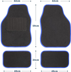 Universal Car Mats, Right Hand Drive, Welded Heel, Black Binding BLUE, RED, BLACK - Green Flag Shop