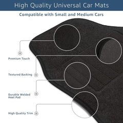 Universal Car Mats, Right Hand Drive, Welded Heel, Black Binding BLUE, RED, BLACK - Green Flag Shop