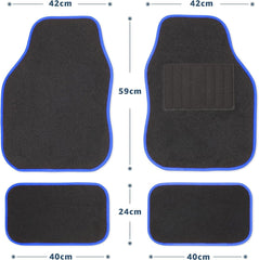 Universal Car Mats, Right Hand Drive, Welded Heel, Black Binding BLUE, RED, BLACK - Green Flag Shop