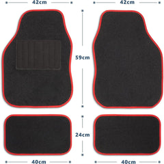 Universal Car Mats, Right Hand Drive, Welded Heel, Black Binding BLUE, RED, BLACK - Green Flag Shop